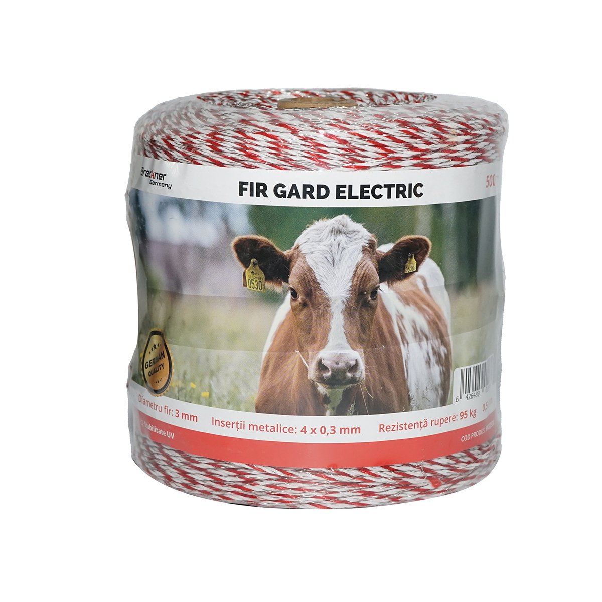 Rola fir rosu-alb fi 3mm 4x0.3mm 0.5 Ohm/m SS, 500m gard electric Breckner Germany